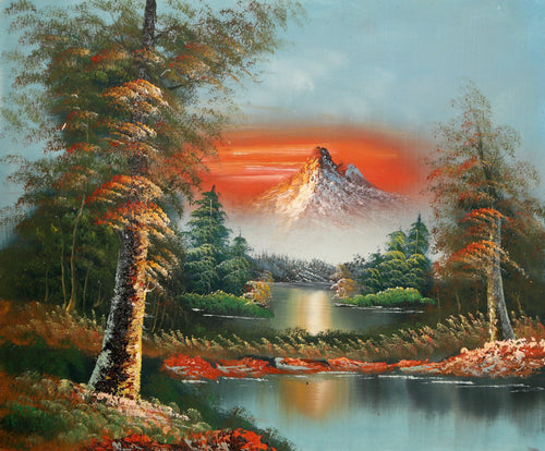 Red Sunset Mountain Landscape (28) Oil | Shumu Fu,{{product.type}}