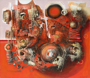 Red Surreal Abstract with Skull Oil | Oskar D'Amico,{{product.type}}