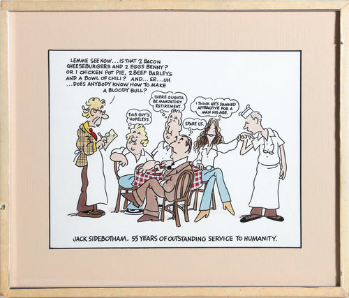 Restaurant Scene - 55 Years of Outstanding Service to Humanity Watercolor | Jack Sidebotham,{{product.type}}