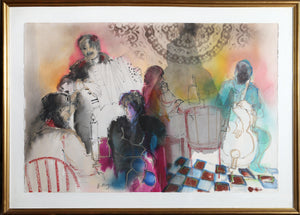 Restaurant Scene with Band Watercolor | Batia Magal,{{product.type}}