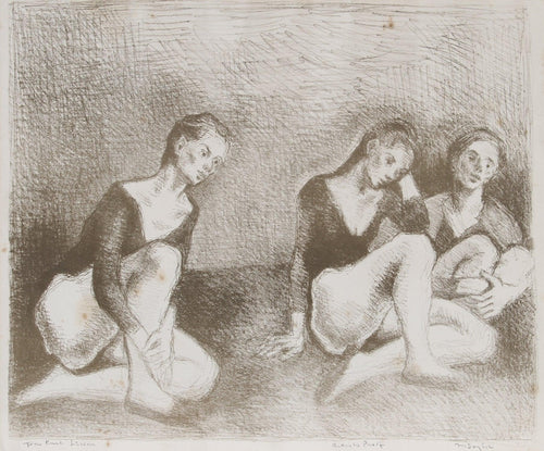 Resting Dancers Lithograph | Moses Soyer,{{product.type}}