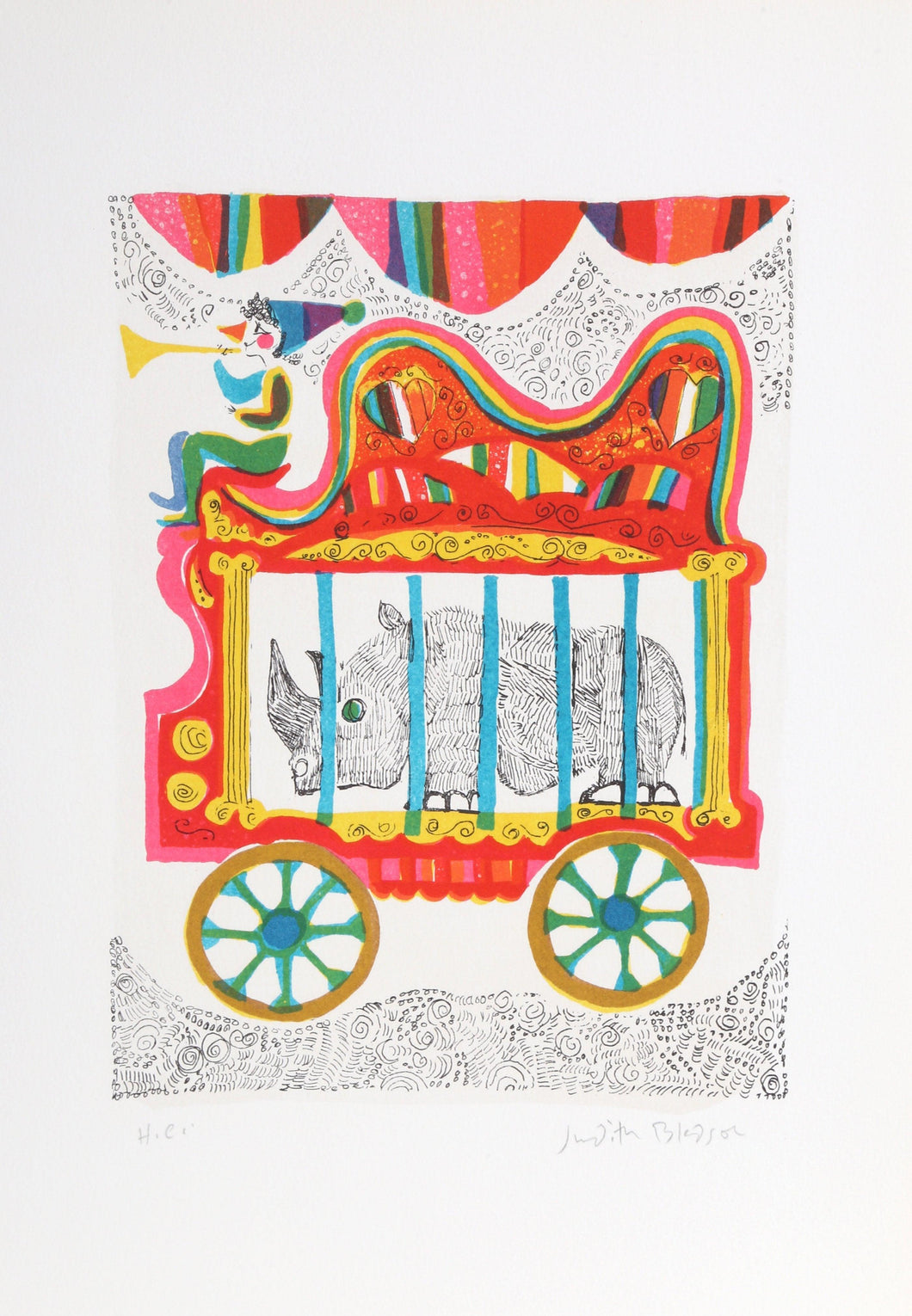 Rhino from A Little Circus Lithograph | Judith Bledsoe,{{product.type}}