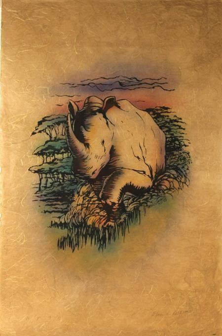 Rhinocerous Lithograph | Stan Keith Peskett,{{product.type}}