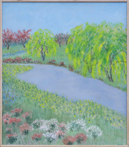 River and Wildflowers Acrylic | Unknown Artist,{{product.type}}