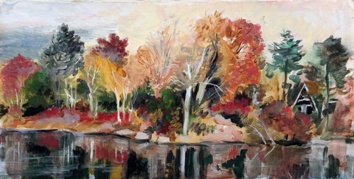 River Landscape in the Fall Acrylic | Erik Freyman,{{product.type}}