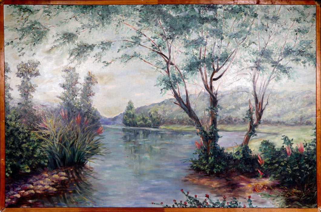 River Landscape Oil | Unknown Artist,{{product.type}}