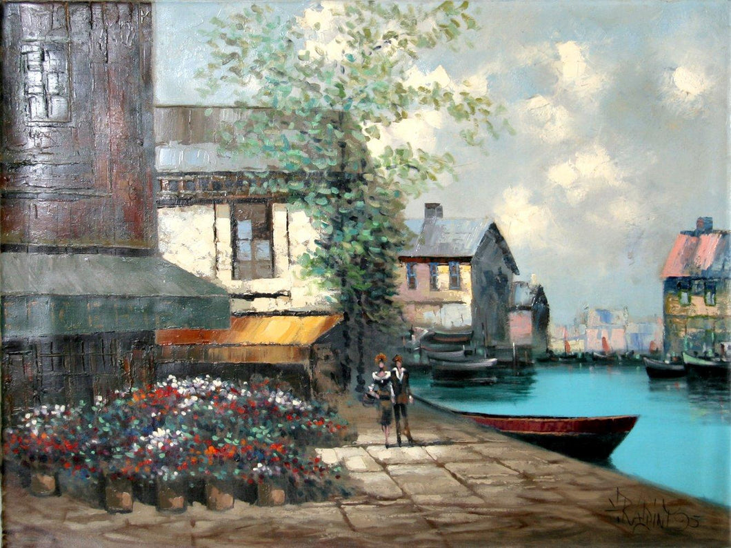 Riviera's Village Oil | Rugero Valdini,{{product.type}}