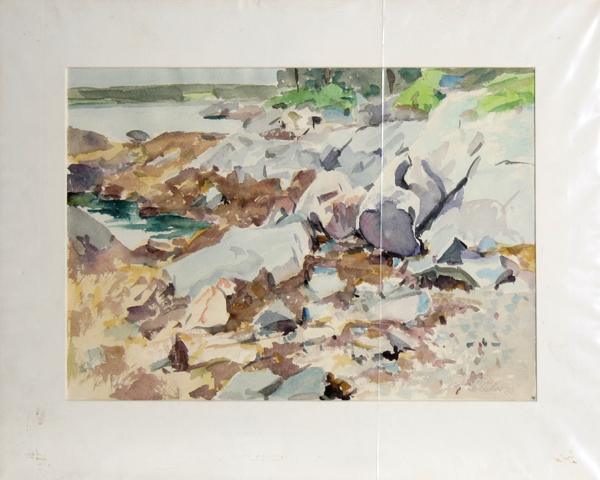 Rock Beach, Maine Watercolor | Charles S. Duback,{{product.type}}