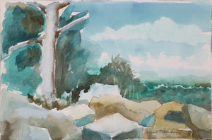 Rocky Landscape Watercolor | Harold Wallerstein,{{product.type}}