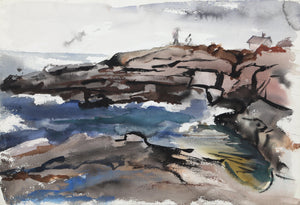 Rocky Seascape (P1.14) Watercolor | Eve Nethercott,{{product.type}}