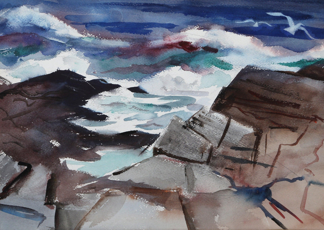 Rocky Shore (P4.6) Watercolor | Eve Nethercott,{{product.type}}