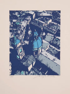 Roofs of Bologna (Blue) Screenprint | Biagio Civale,{{product.type}}