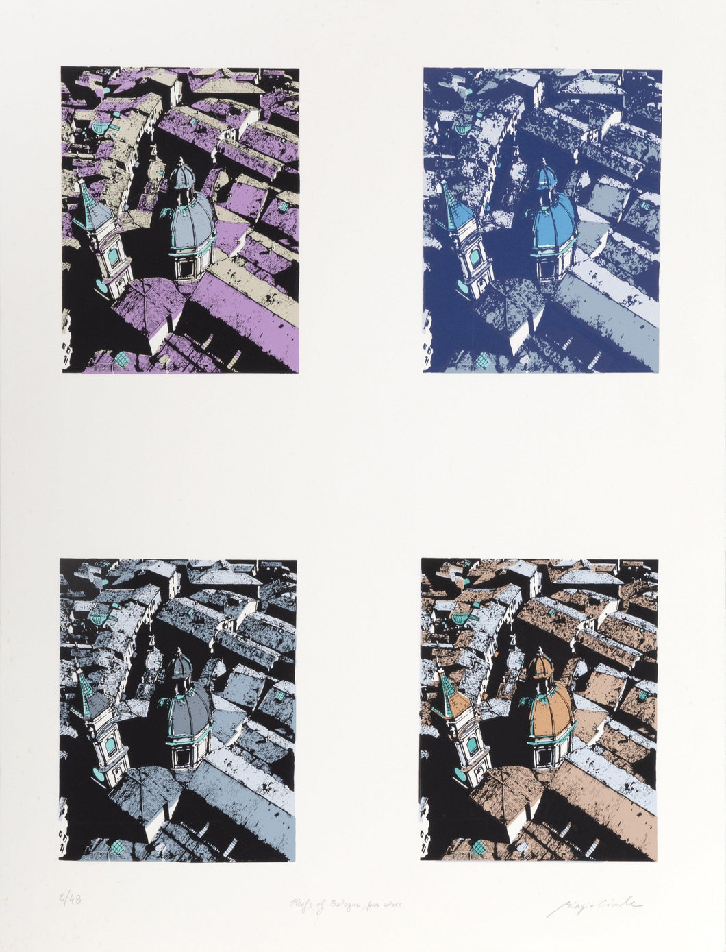 Roofs of Bologna (Four Colors) Screenprint | Biagio Civale,{{product.type}}