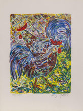 Roosters lithograph | Amos Yaskil,{{product.type}}