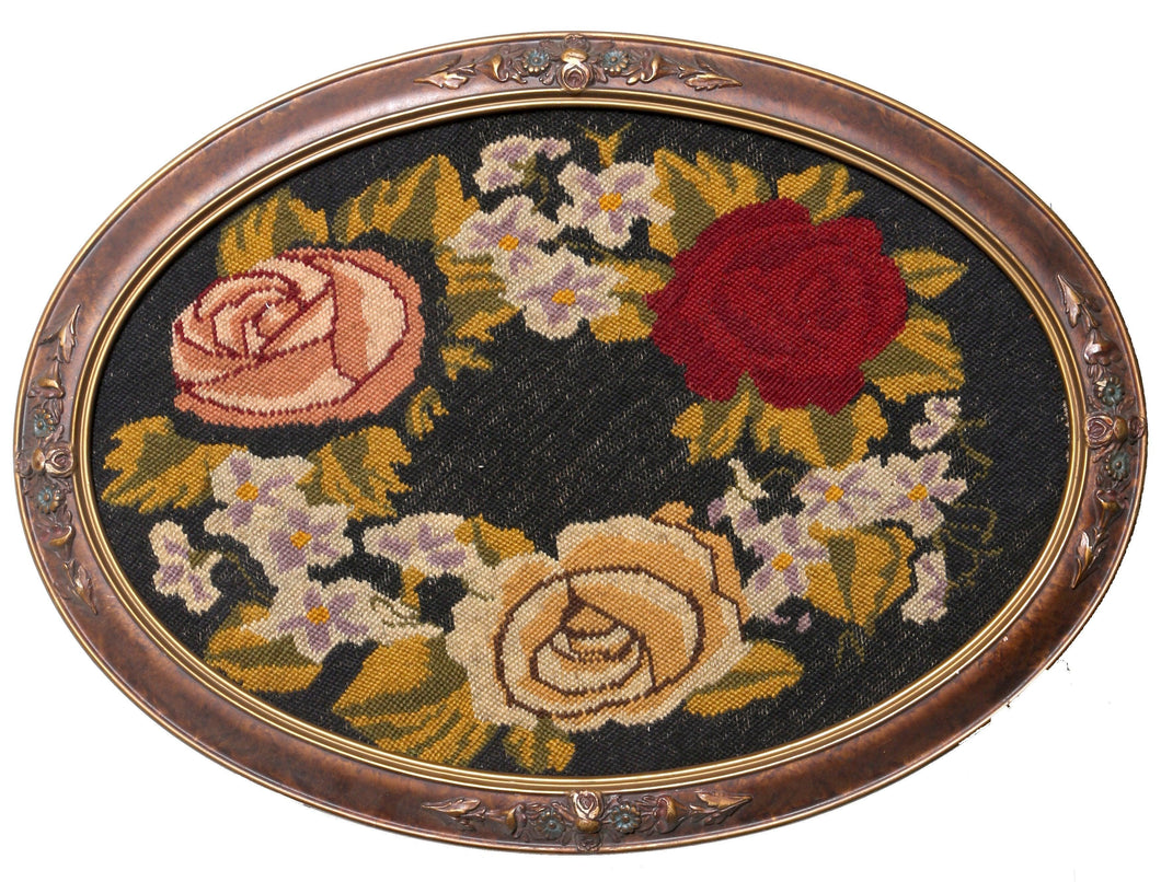 Roses Oval Floral Weaving Tapestries and Textiles | Unknown Artist,{{product.type}}