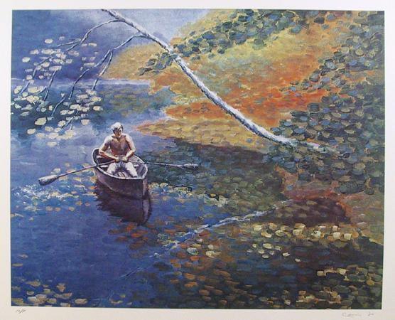 Rowboat Lithograph | David Cain,{{product.type}}