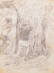 Runners Stretching by Tree Pencil | Marshall Goodman,{{product.type}}