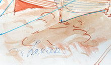 Sailboats at Shore Watercolor | Charles Levier,{{product.type}}