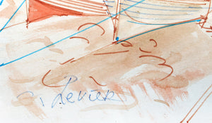 Sailboats at Shore Watercolor | Charles Levier,{{product.type}}