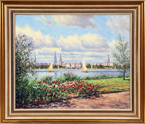 Sailboats in Hamburg Oil | Karl Meyer-Nieting,{{product.type}}