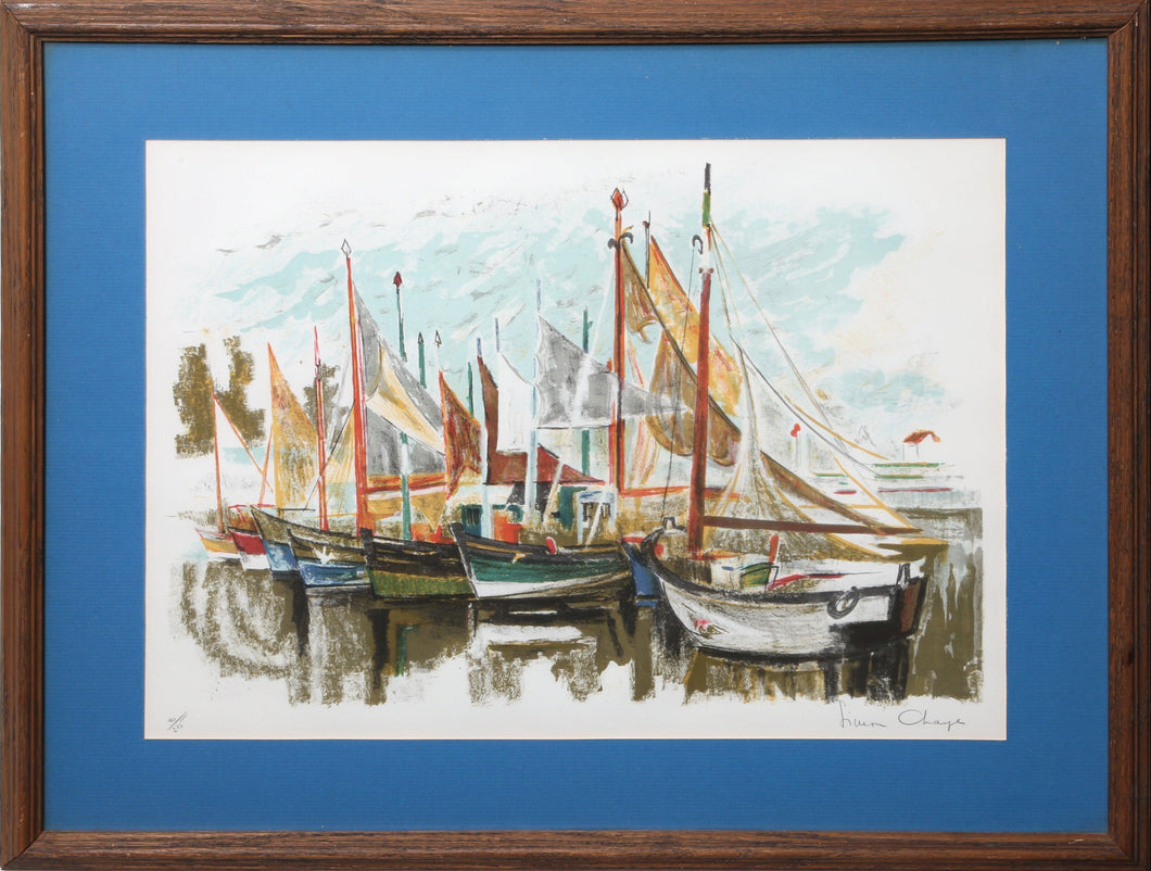 Sailboats in the Marina Lithograph | Simon Chaye,{{product.type}}