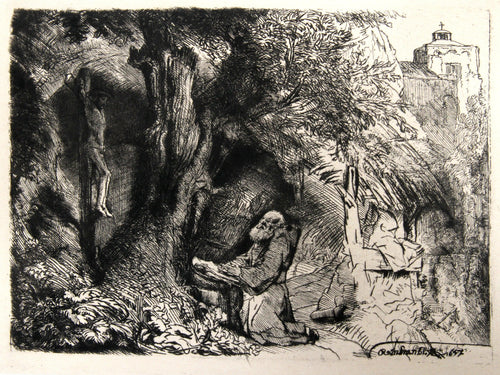 Saint Francois a Genoux (B107) Etching | Rembrandt,{{product.type}}