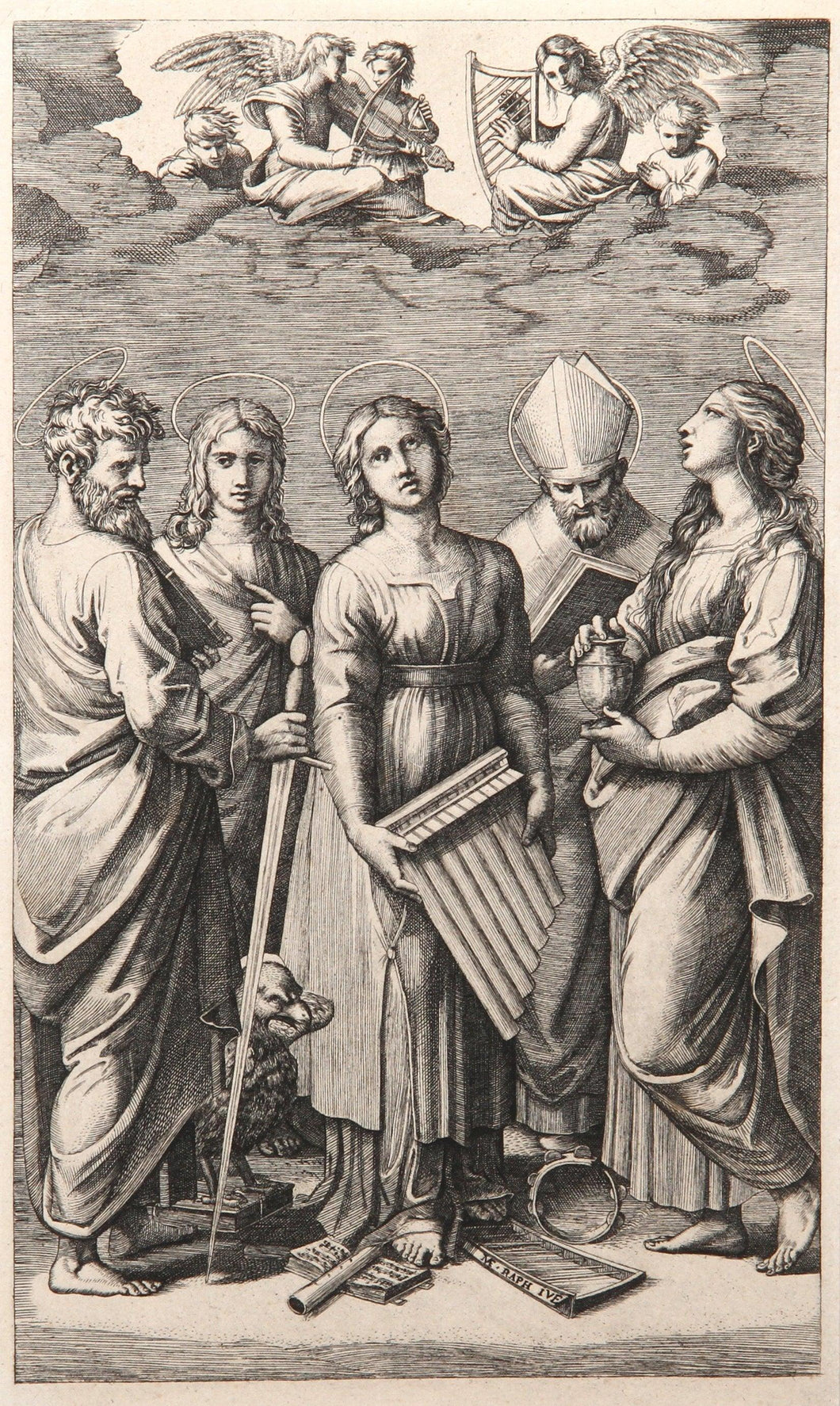 Sainte Cecile d'apres Raphael Etching | Marcantonio Raimondi,{{product.type}}