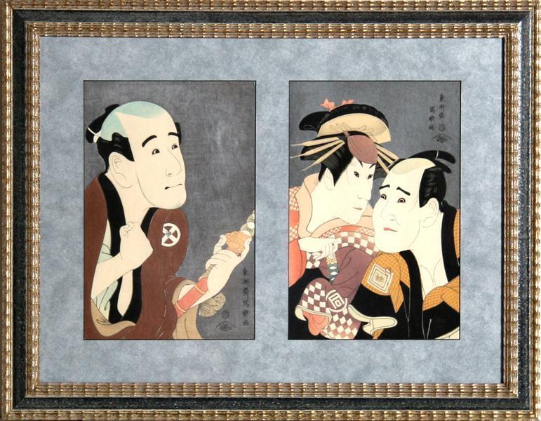Samurai Diptych Woodcut | Tōshūsai Sharaku,{{product.type}}