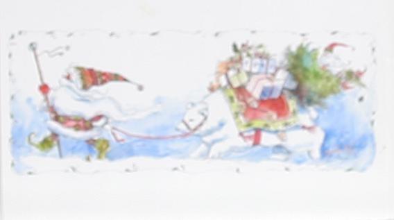 Santa Claus and Polar Bear Poster | Joyce Levine,{{product.type}}