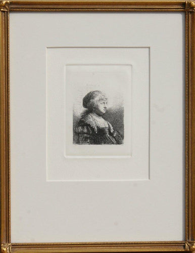 Saskia with Pearls in Her Hair Etching | Rembrandt,{{product.type}}