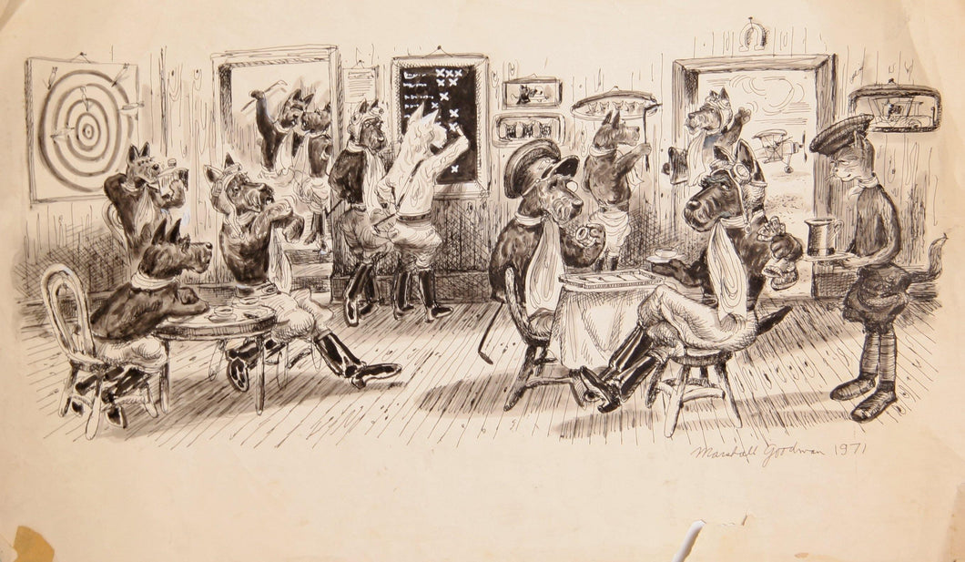 Schauzer Aviators in Tavern II Watercolor | Marshall Goodman,{{product.type}}