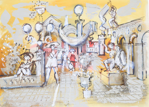 Sculpture Garden with Guitar Player 1 Acrylic | Charles Cobelle,{{product.type}}