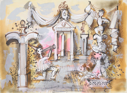 Sculpture Garden with Horn Player Acrylic | Charles Cobelle,{{product.type}}