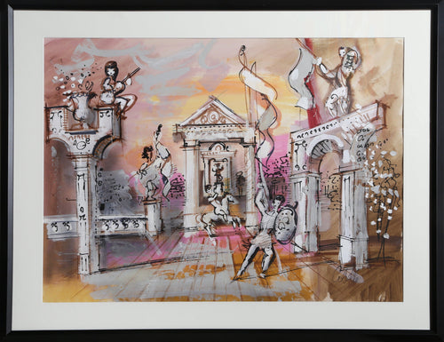 Sculpture Plaza with Flags Acrylic | Charles Cobelle,{{product.type}}