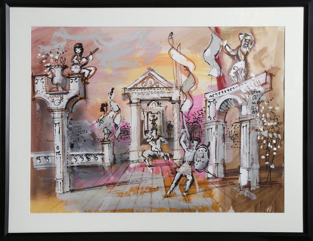 Sculpture Plaza with Flags Acrylic | Charles Cobelle,{{product.type}}