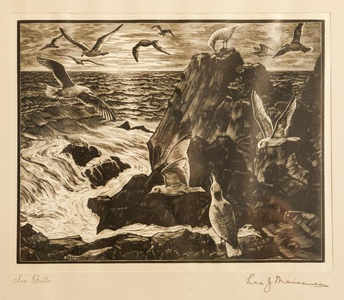 Sea Gulls Etching | Leo Meissner,{{product.type}}