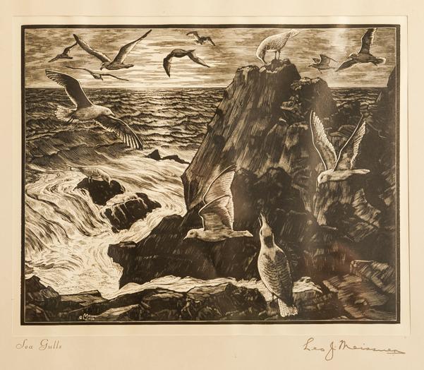 Sea Gulls Etching | Leo Meissner,{{product.type}}