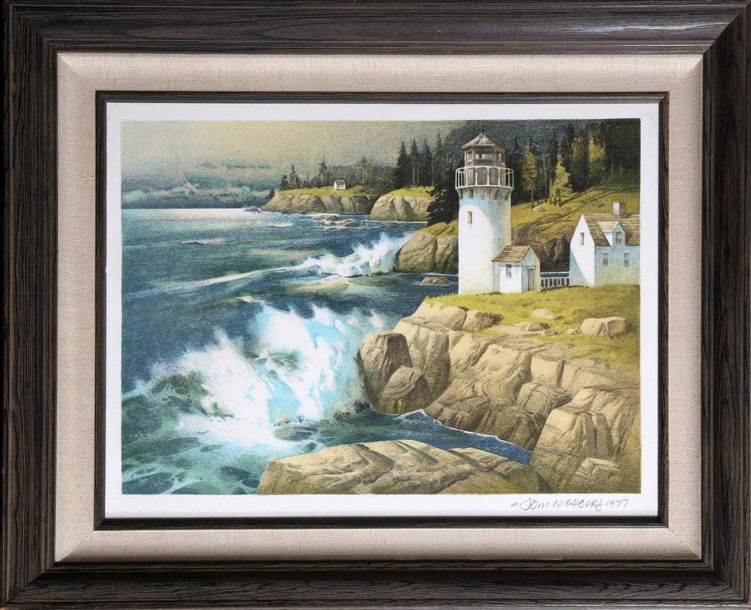 Seascape with Lighthouse Lithograph | Tom Nicholas,{{product.type}}