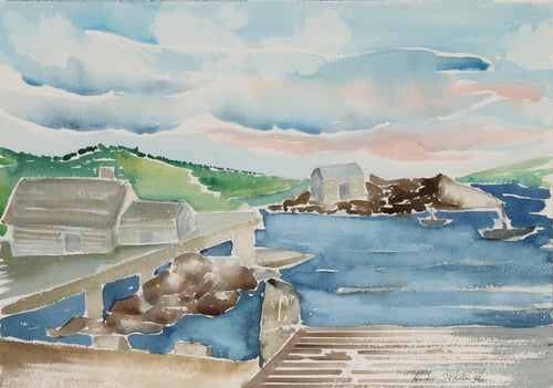 Seaside Village Watercolor | Harold Wallerstein,{{product.type}}