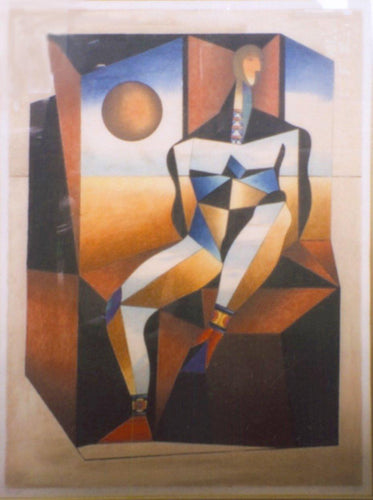 Seated Figure with Planet Screenprint | Neal Doty,{{product.type}}