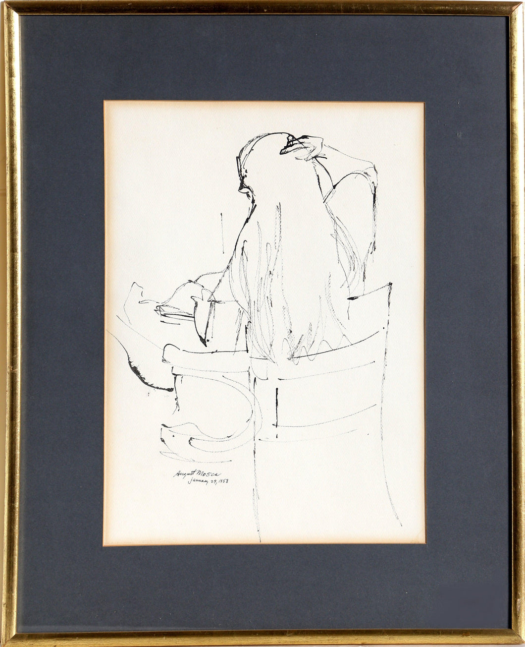 Seated Girl in Chair Ink | August Mosca,{{product.type}}