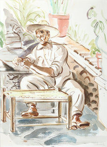 Seated Man in Mexico Watercolor | Charles Blaze Vukovich,{{product.type}}