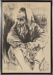 Seated Man Lithograph | Moshe Gat,{{product.type}}