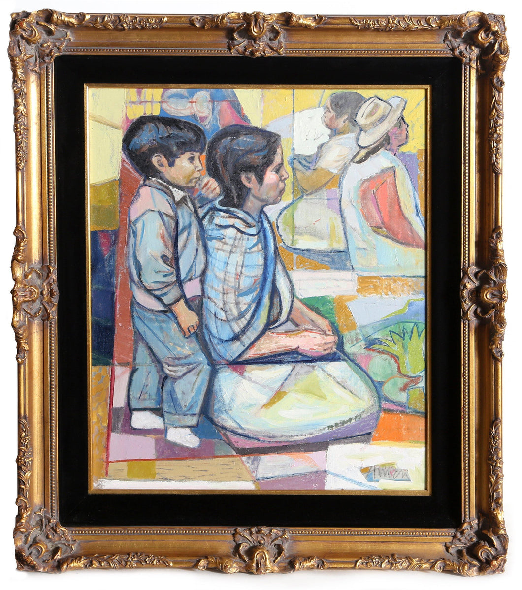 Seated Mother and Son Oil | Irving Amen,{{product.type}}