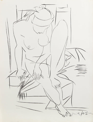 Seated Nude Lithograph | Unknown Artist,{{product.type}}