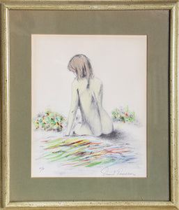 Seated Nude Lithograph | Unknown Artist,{{product.type}}