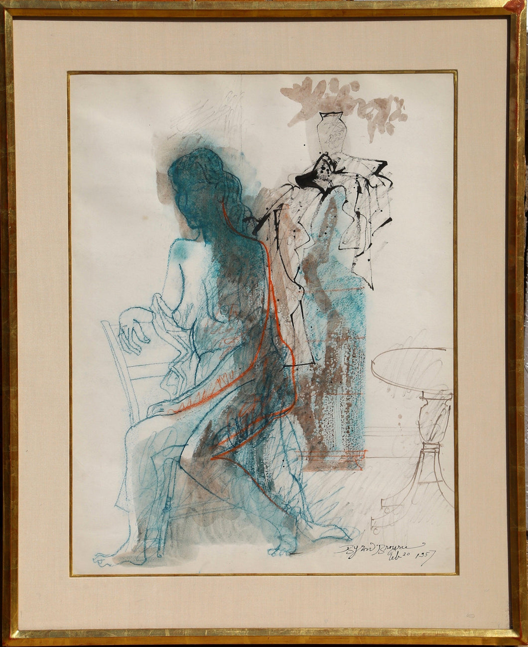 Seated Nude Pastel | Byron Browne,{{product.type}}