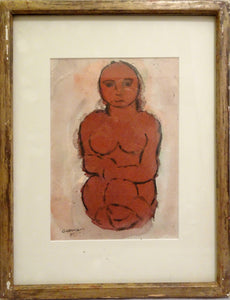 Seated Red Nude Gouache | George Zachary Constant,{{product.type}}