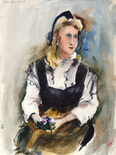 Seated Woman (P6.32) Watercolor | Eve Nethercott,{{product.type}}