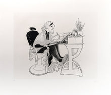 Self Portrait in a Barber Chair Lithograph | Al Hirschfeld,{{product.type}}